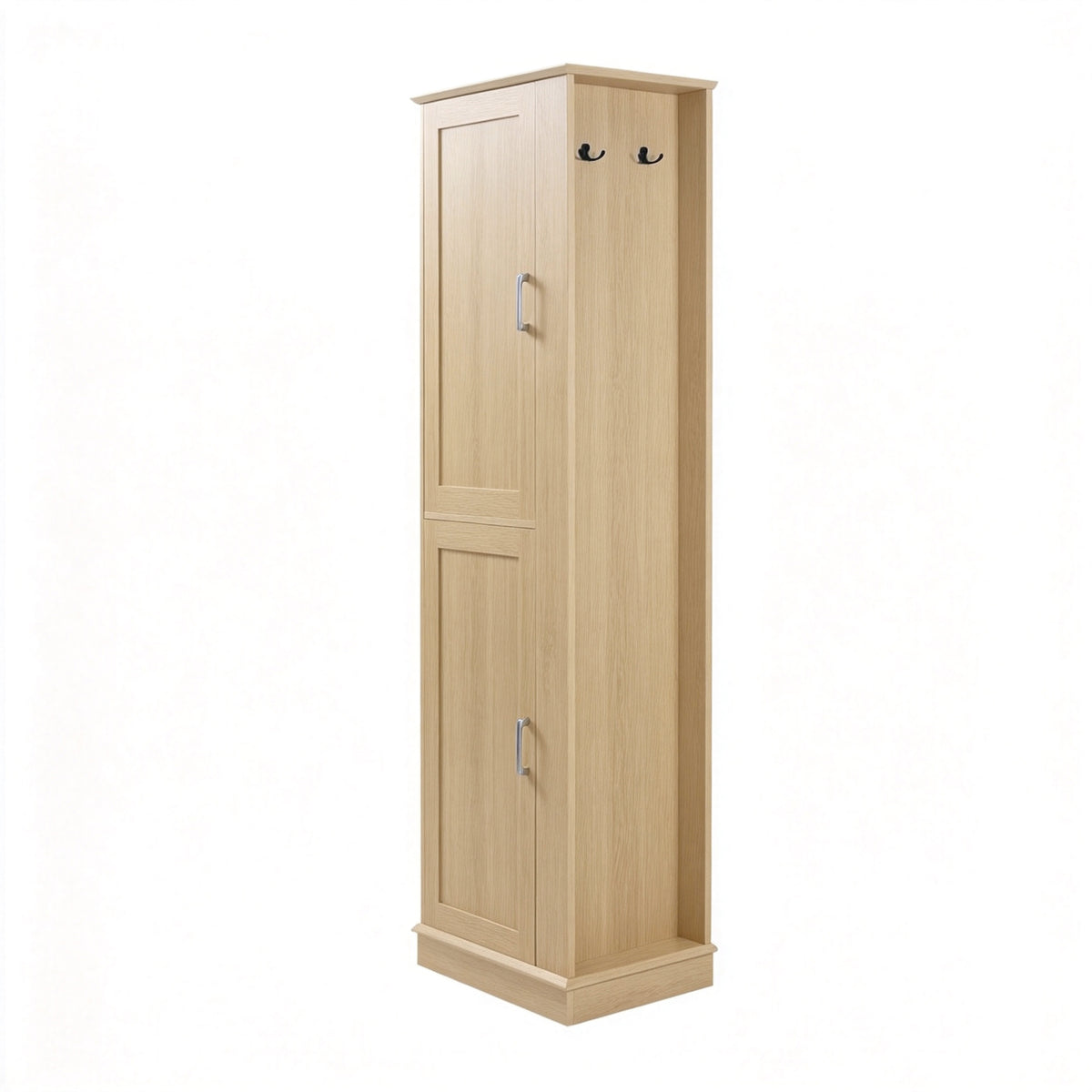 Tall Bathroom Storage Cabinet, Freestanding Storage Cabinet with Hook and Adjustable Shelf, MDF Board, Natural