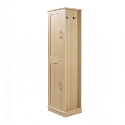 Tall Bathroom Storage Cabinet, Freestanding Storage Cabinet with Hook and Adjustable Shelf, MDF Board, Natural