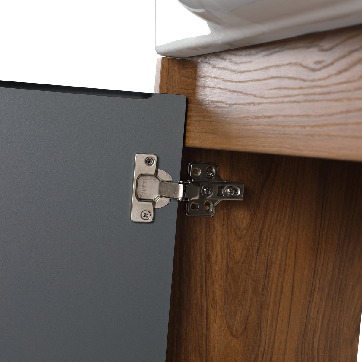 24'' Wall-Mounted Bathroom Vanity with White Ceramic Sink & Soft-Close Door, KD-Packing