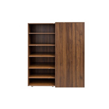 6 Tier Sliding Door Shoe Cabinet with Wheels, Tall  Shoe Storage Organizer, Freestanding Shoe Rack Closet for Entryway, Hallway, Home