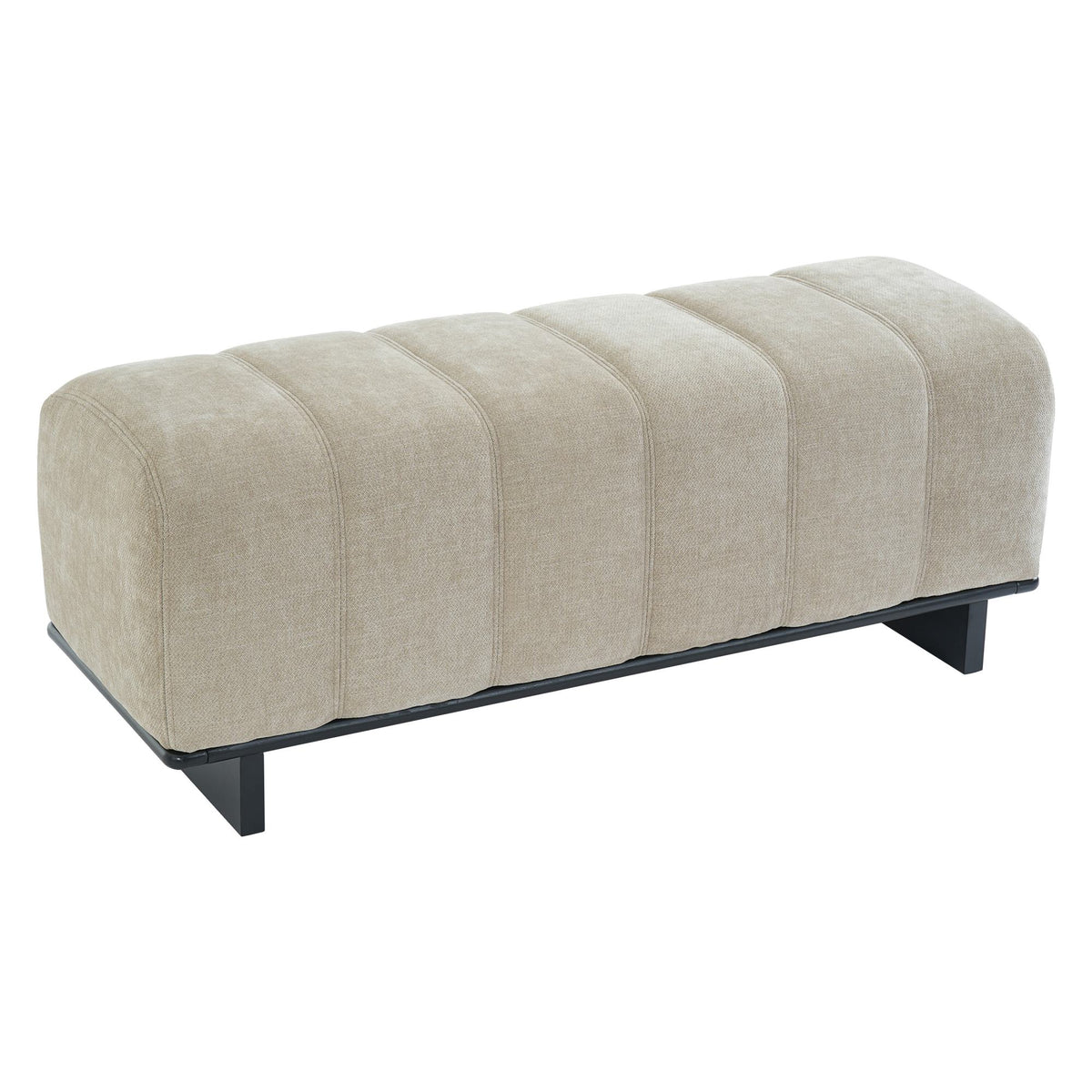 Modern Indoor Dining Bench in Oatmeal Chenille with Rubber Wood and Plywood Frame, 250lbs Capacity, Comfortable Seating for Dining Room or Living Area