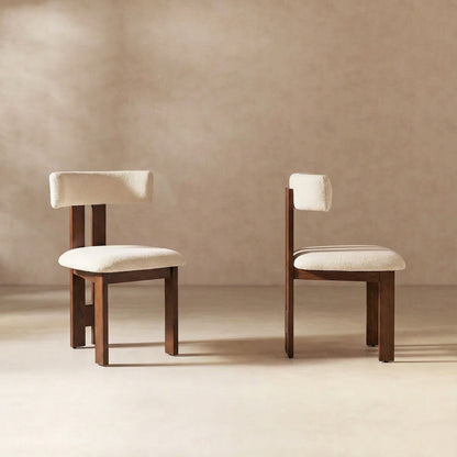 Mid-Century Modern Upholstered Dining Chair with Solid Wood Frame, Ergonomic T-Back Accent Side Chair for Dining Room, Kitchen, Living Room & Bedroom, Set of 2