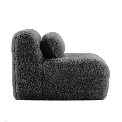 Aviana Armless Sofa W/Pillow Plush Fabric-Dark Grey