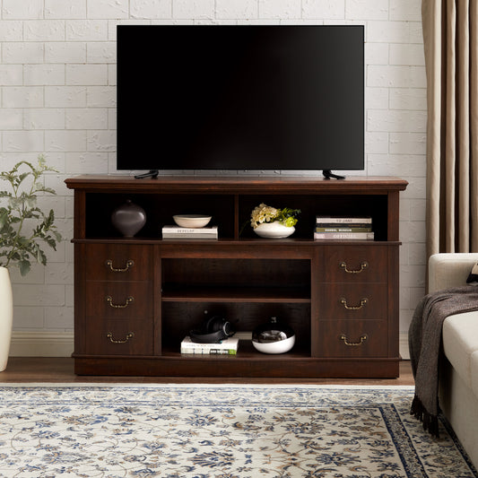Retro TV Stand with Storage for TVs up to 65'', Mid Century Modern TV Stand & Entertainment Center with Shelf, TV Stand for Media