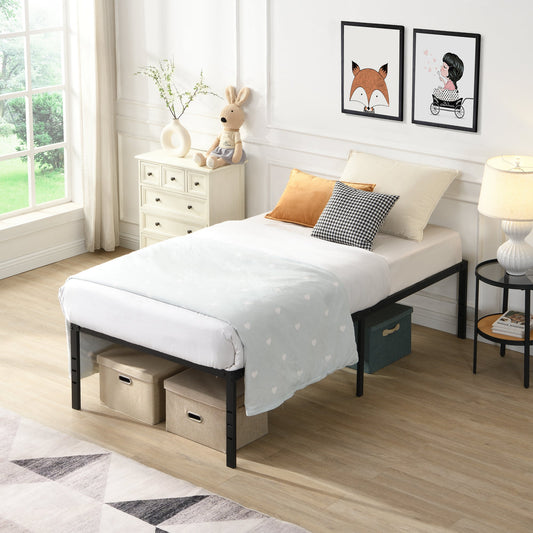 Twin Size Bed Frame , Heavy Duty Metal Bed Frame , Quick & Easy Assembly, No Noise, BlackTWIN