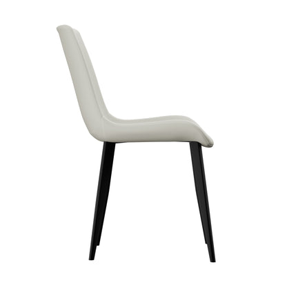 Cream white PU leather dining chair, metal chair legs, modern style padded chair, 4 sets, suitable for kitchen, dining room, living room, meeting room