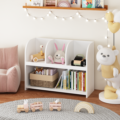 Kids Bookcase with 4 Compartments, Storage Book Shelf, Storage Display, Rack, Toy Organizer for Children's Room