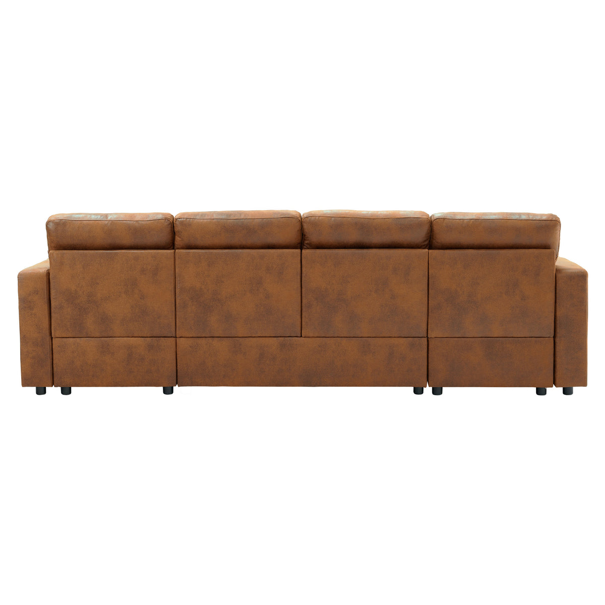 Convertible U-Shaped Sectional Sofa Bed with Double Storage Chaises, Pull-Out Sleeper, Cup Holders, and Lumbar Pillows