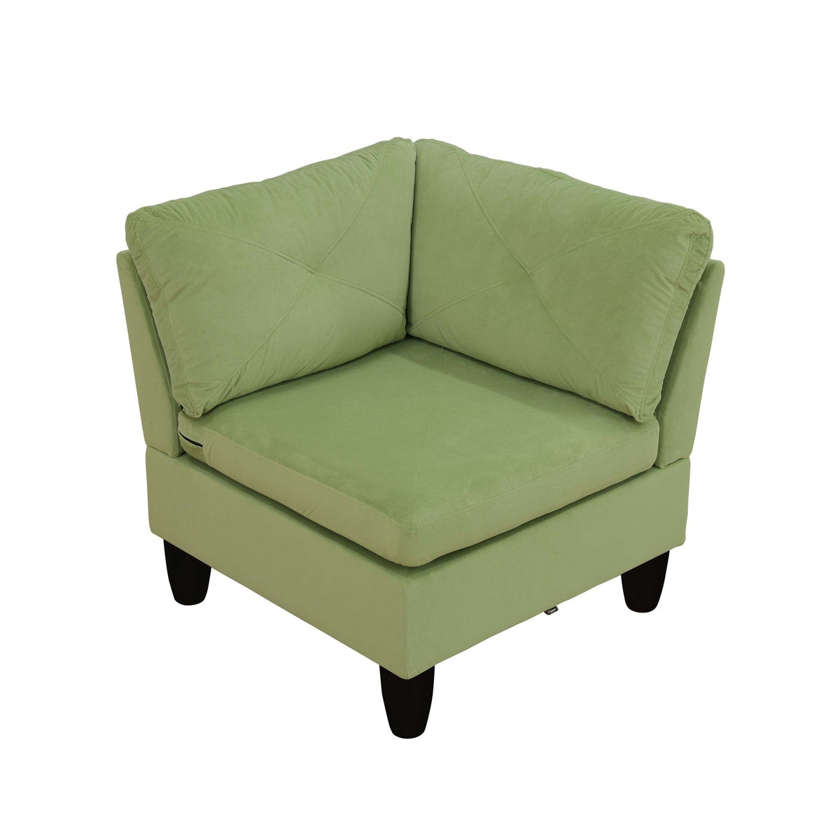 95.5 x 75 Inches Width Apple Green Modular L-Shaped Sectional Sofa 6-Seater 4-Piece Massa Flannel  Fabric Couch with Chaise