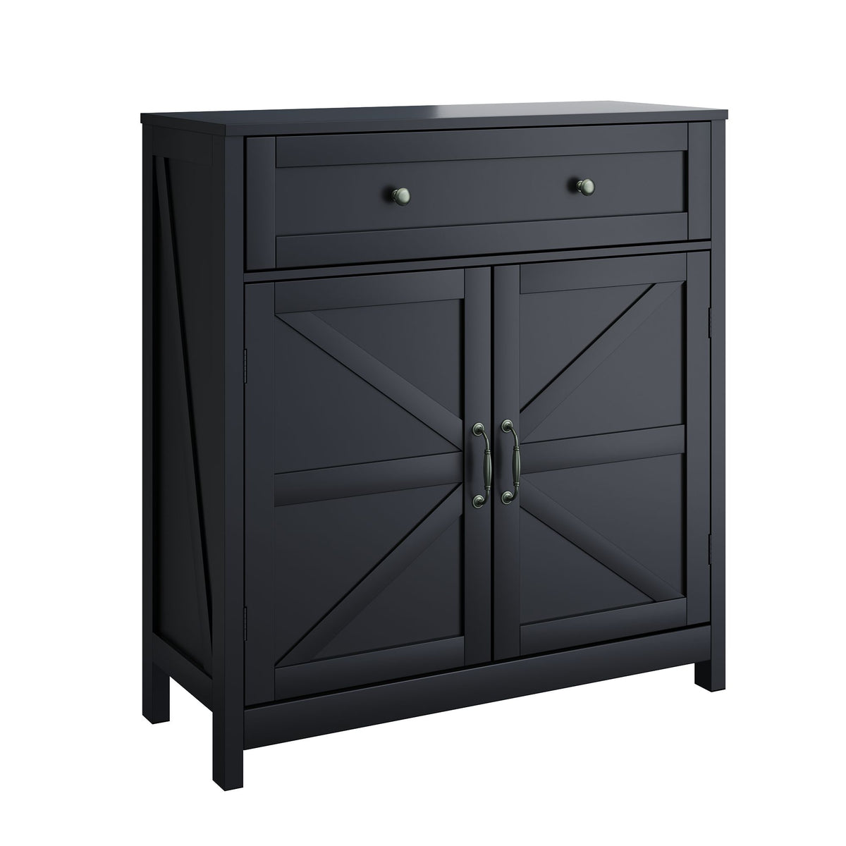 Kitchen Sideboard Buffet Cabinet, Farmhouse Storage Cabinet With Drawer And Adjustable Shelf, Barn Door Accent Cabinet For Kitchen, Dining Room, Entryway,Black