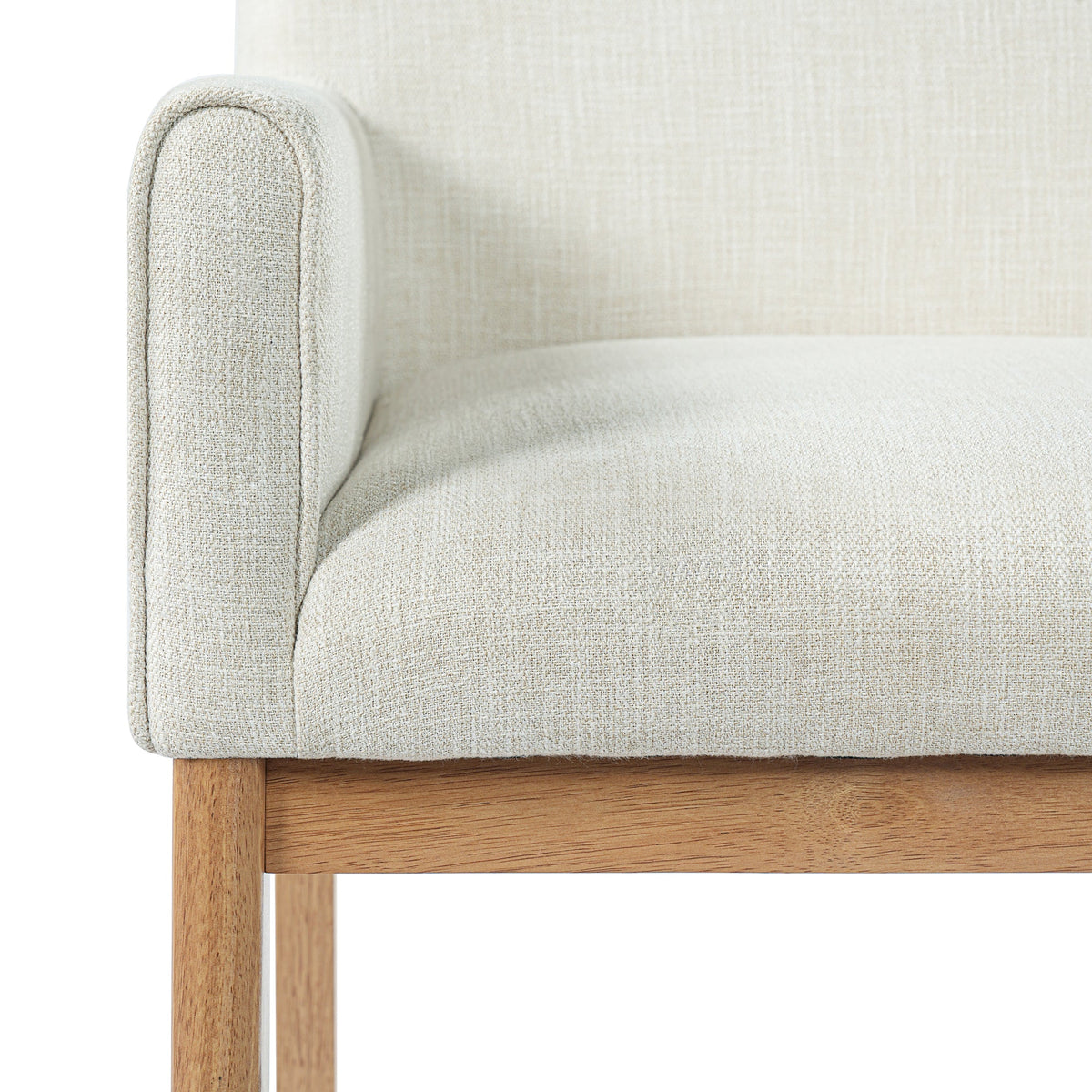 Modern Upholstered Dining Chair with Arms, Rubber Wood leg, Fabric & Foam Padded Seat for Kitchen, Dining Room, Living Room(Set of 2) ,Natural+Beige