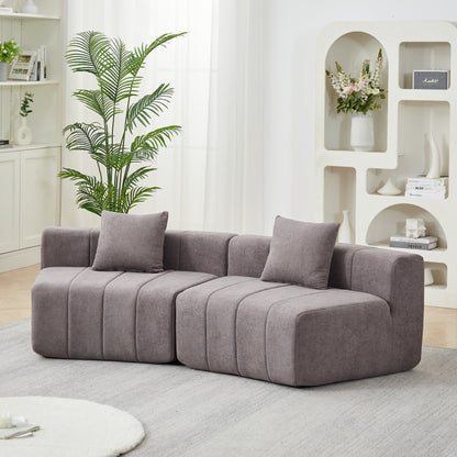 Chenille curved sectional sofa with 2 pillows,Curved Symmetrical Modular Semi Circular Sofa Sectional for bedroom, living room, office for leisure or nap, reading room, and lobby