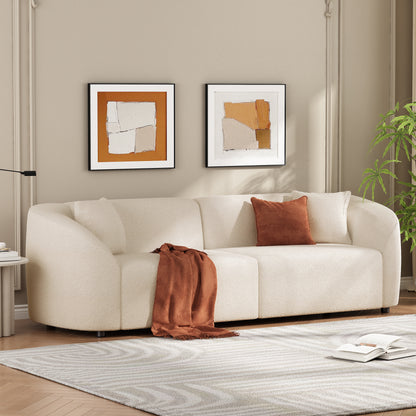 87' Curved Contemporary Sofa in Off-White: Plush Seating, Streamlined Design, and Durable Frame – Ideal for Stylish Living Spaces