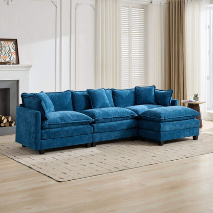 Cloud Sofa 3 Seats (Ottoman is not included), Modern Sectional Couch, Comfy Double Layer Upholstered Seat Cushion – Blue