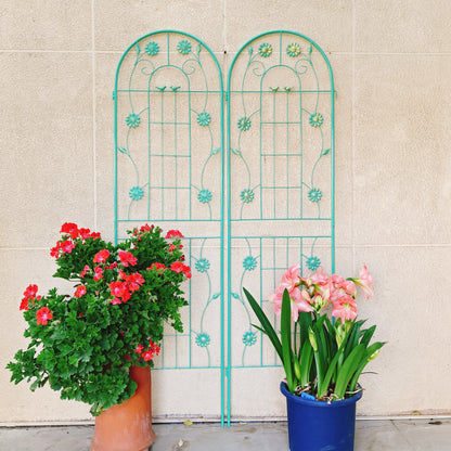 2 Pack Metal Garden Trellis 71' x 19.7' Rustproof Trellis for Climbing Plants Outdoor Flower Support Green