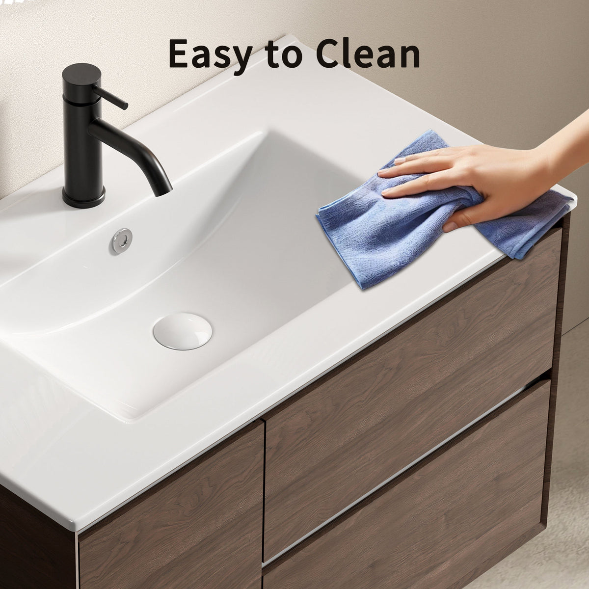 24 inch Bathroom Vessel Sink, Ceramic Bathroom Vanity Sink Top with Overflow, No Drain Convenient for Storing Personal Items - Glossy White