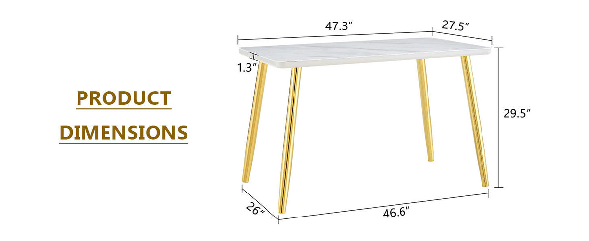 Modern minimalist rectangular dining table, suitable for 4-6 people. Tempered glass countertop+lower MDF board, imitation marble texture – Model W1151S04622