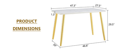 Modern minimalist rectangular dining table, suitable for 4-6 people. Tempered glass countertop+lower MDF board, imitation marble texture – Model W1151S04622