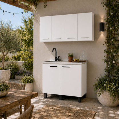 White 2-Piece Kitchen Sink Cabinet Set