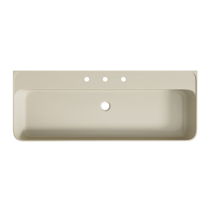 LORAN 48' Artificial Marble Bathroom Vanity Top, Solid Surface Integrated Sink with Pre-Drilled 3 Faucet Holes, Faucet, Cabinet & Sink Cover Excluded, Warm Cream Beige Color