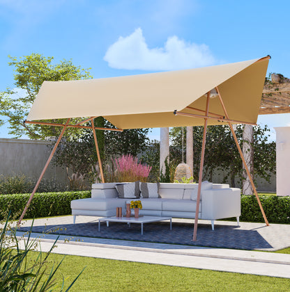 Hexagonal Shade Sail Canopy, Large 206'x118" UV Block Sun Shade with UPF 50+, Waterproof High-Density Polyester Fabric