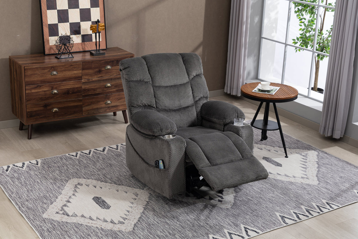 Ultra wide electric lounge chair with hot massage heating and auxiliary standing function - velvet rotating lounge chair for living room, bedroom, and office use