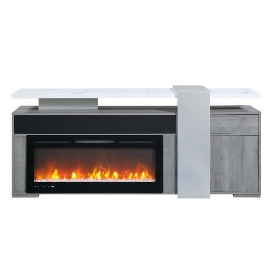 ZORRA GREY 76" ENTERTAINMENT UNIT WITH BLUETOOTH SPEAKER