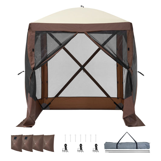 Pop Up Gazebo Tent, Pop-Up Screen Tent 4 Sided Canopy Sun Shelter with 4 Removable Privacy Wind Cloths & Mesh Windows