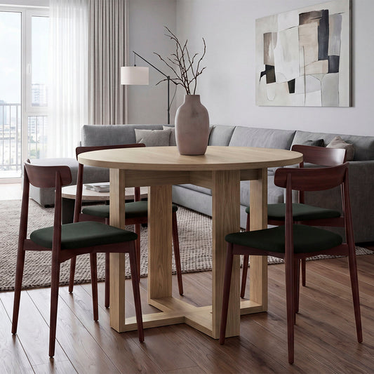 Lily Minimalist Circular Dining Table, Freestanding Dining Room Option, Fits up to 4 Chairs