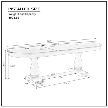 94.09 Inch Extendable Wooden Dining Table for 6 Persons,Long Expandable Curved Dining Table,Mid Century Modern Large Kitchen Table for Living Room,Restaurant(Same Sku;W2582P205311)