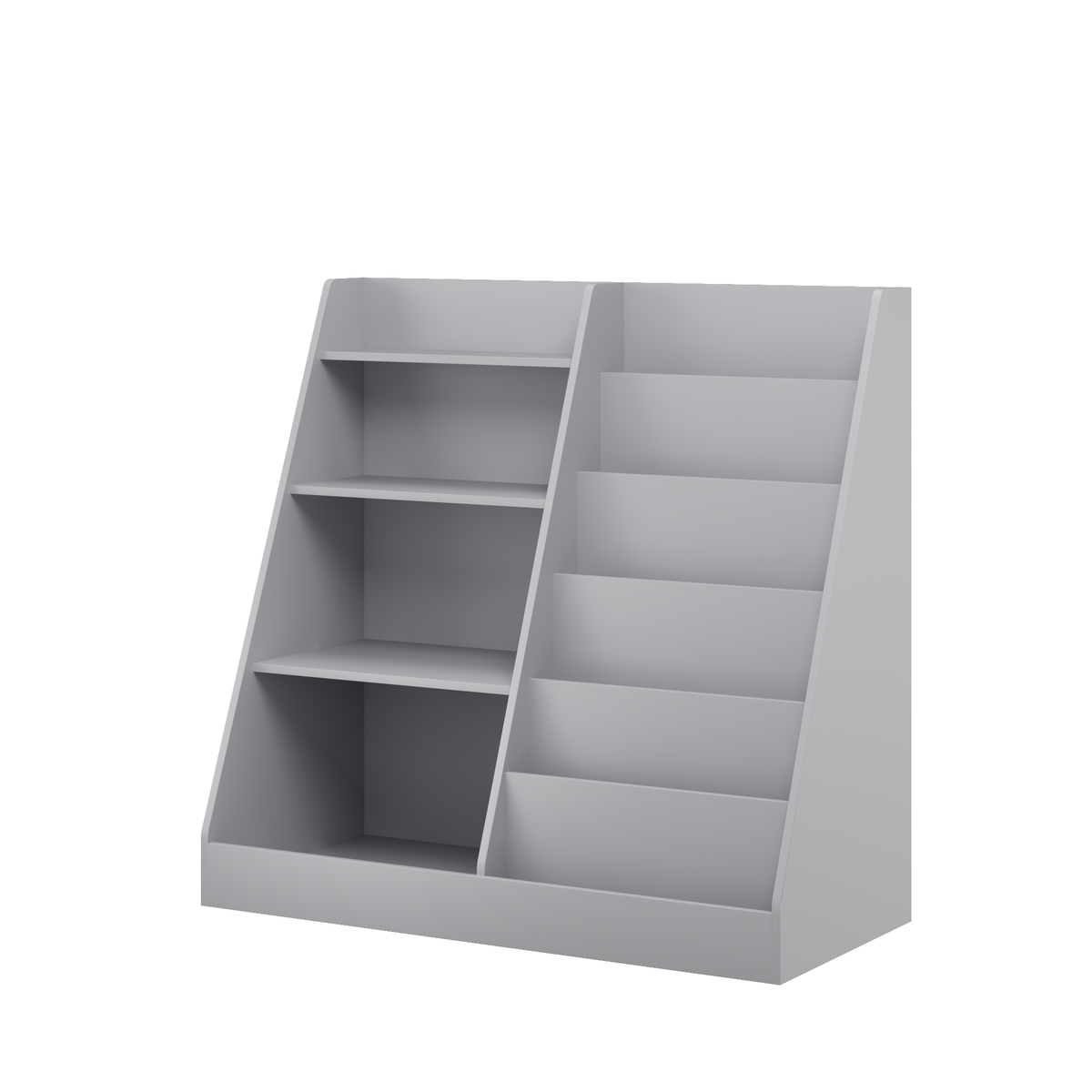 Kids Bookshelf and Toy Storage Organizer, Multifunctional 4 Tier Wooden Kids Book Shelf with Bookcase Display Stand, Children, Toddlers - Gray – Model W808P434870