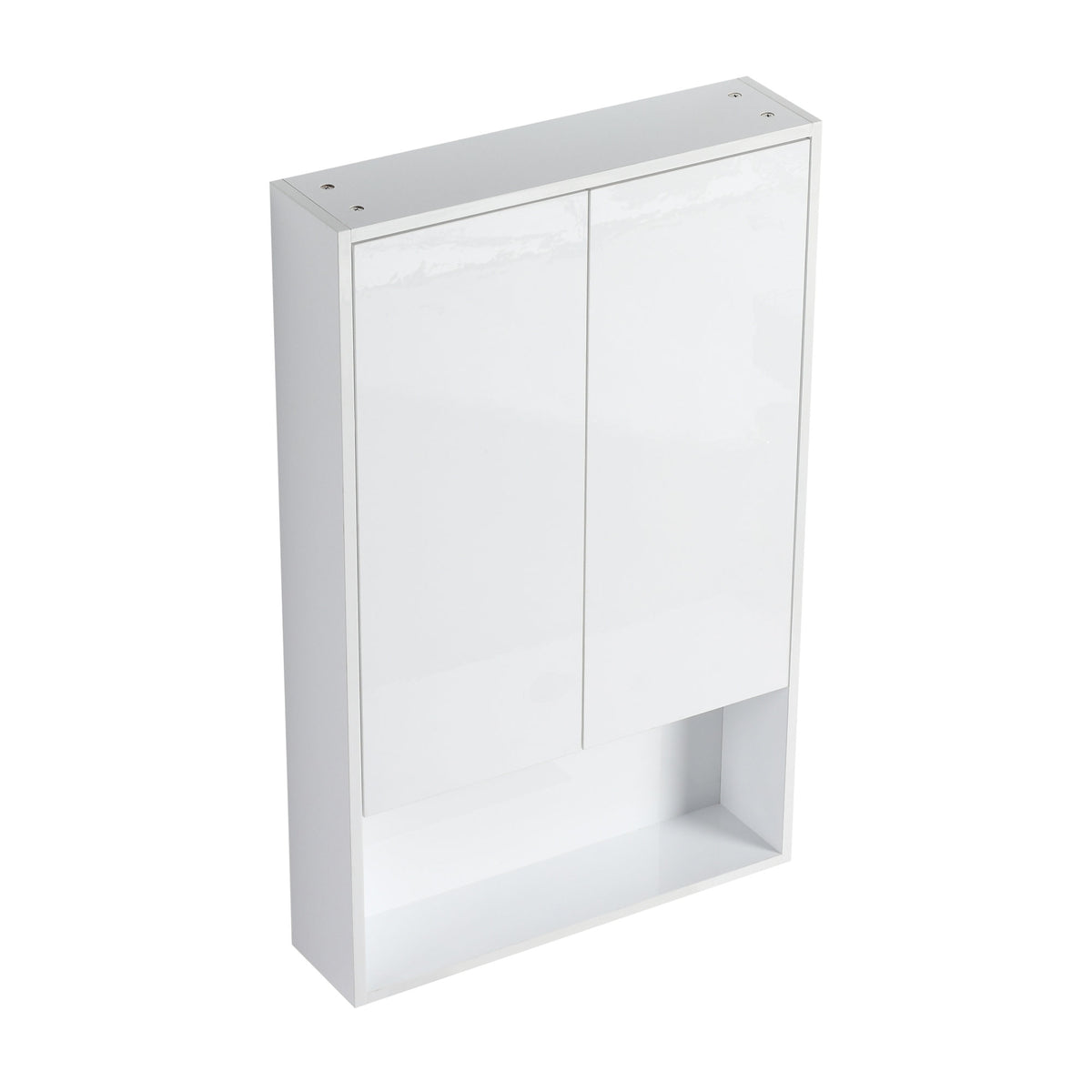 24" Bathroom Wall Cabinet, Soft Close Doors, Float Mounting Design,Glossy White,(KD-Packing)