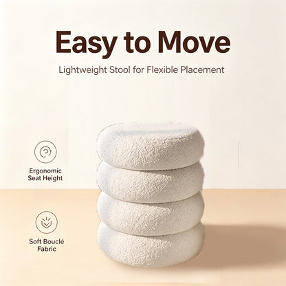 Round Ottoman with Storage Boucle Ottoman (Beige)   Storage Removable Lid for Living Room Modern Vanity Sorage Stool Foot Rest Bedroom Set of 2