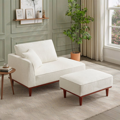Upholstered Chaise Lounge and Stool