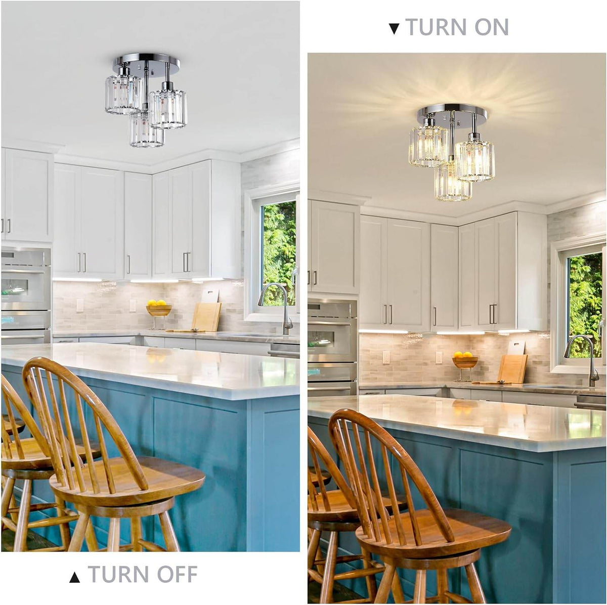 Semi Flush Mount Ceiling, 3-Light Kitchen Mount