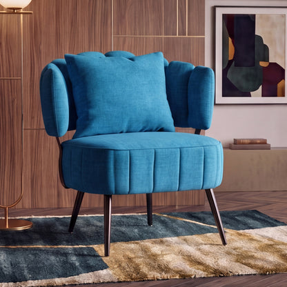 Decorative armchair with a spring seat cushion and slipcover, Chenille living room tub chair, comfortable modern sofa armchair, ideal for reading in small bedrooms, Blue