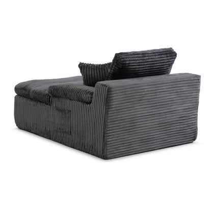 Chaise Lounge Chair Indoor, Oversized Boneless Couch,No Assembly, Wide Armrests, Dual-Layer Cushion, Cloud Reading Chair for Living Room Bedroom Apartment, Corduroy Grey
