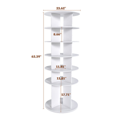 Rotating Shoe Rack Tower, 6-Tier Spinning Shoe Rack, Free Standing 360° Revolving Shoe Organizer