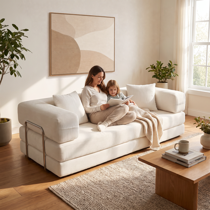 Double sofa, sofa bed, multifunctional compression sofa, wide body sofa, pure sponge sofa, fine striped Corduroy fabric sofa W6188P525734Same product, warehouse: West US