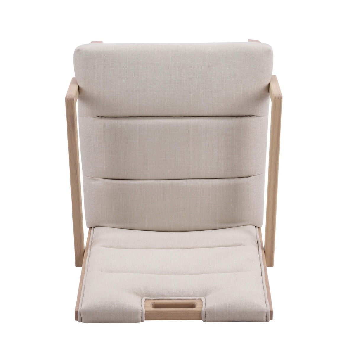 Upholstered Dining Chairs with Armrests, Beige Fabric & Natural Rubber Wood Frame, Set of 2