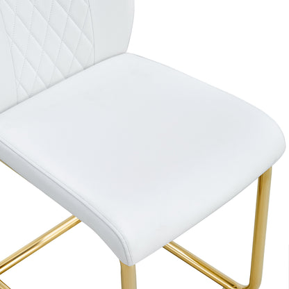Modern dining chairs, dining room chairs, and golden leg cushioned chairs made of artificial leather, suitable for kitchens, living rooms, bedrooms, and offices. Set of 6 pieces (white+PU )W1151110421