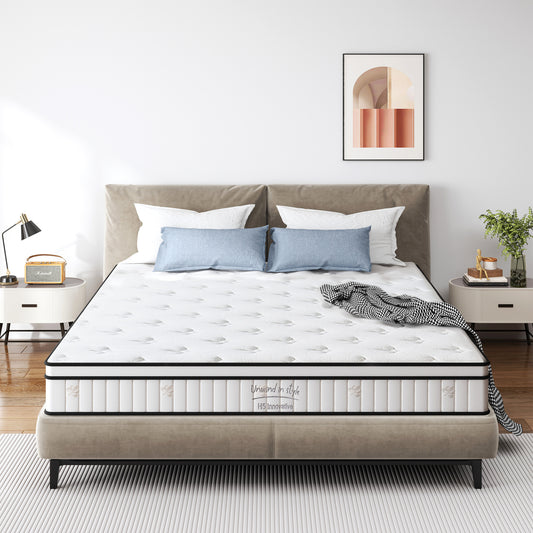 Twin Size Mattress,10 Inch Hybrid Mattress, Individually Pocketed Innerspring, Medium FirmTwin