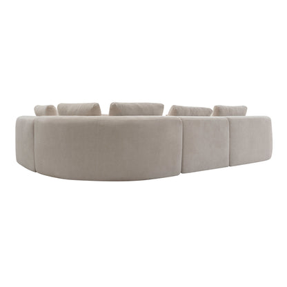 136.9" Camel Modular Curved Sectional Sofa, Vacuum Compressed Cloud Couch, Oversized Corner Sofa Set with Throw Pillows, No Assembly Required, Deep Seat Curved Sofa for Large Living Room.