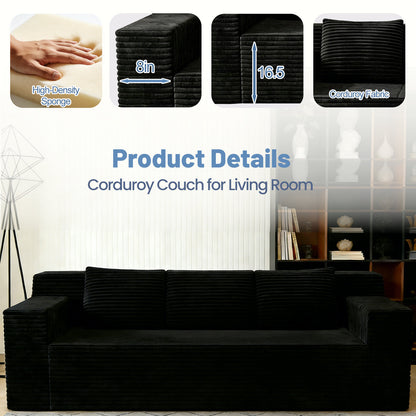 71" 3Setaser Sofa,Corduroy Fabric,Deep Seat Couches,Comfy Loveseat Sofa,No Assembly,1pcs for Living room, Bedroom,Conference room ,Apartment