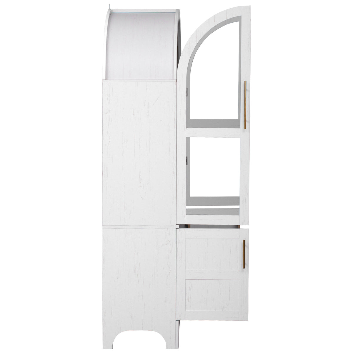 K&K 71" Tall Arched Kitchen Pantry Cabinet with Door Shelves, Farmhouse Kitchen Storage Cabinet with Open & Adjustable Shelves