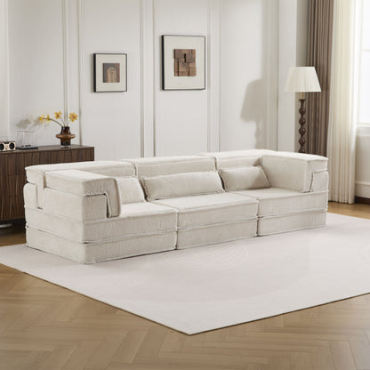 Compression Mahjong Sofa, Convertible Floor Sofa Bed, DIY Boneless Modular Sectional Sofa, No Assembly Required, Circle fleece fabric – Model W3723S00019