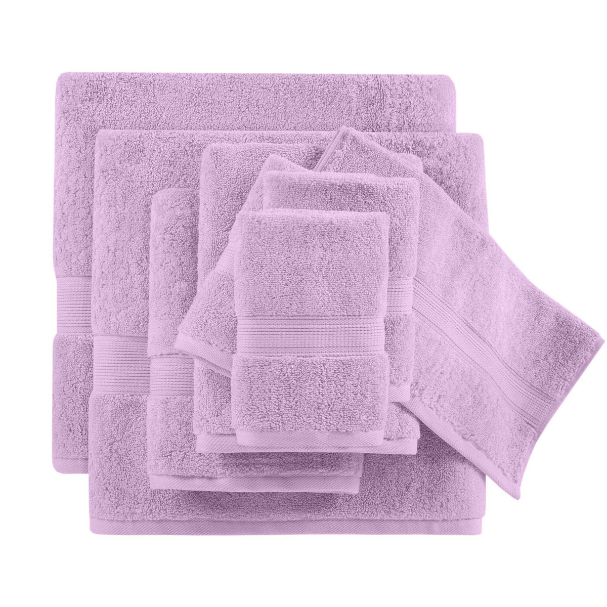 8-Piece Ultra-Soft 100% Cotton Absorbent Towel Set, Lilac