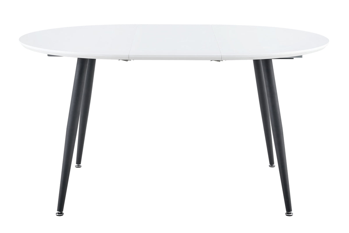 Using a clever telescopic mechanism, this white medium density fiberboard tabletop is paired with black metal legs, resulting in a smooth and delicate surface. Its unique design creates a smooth.