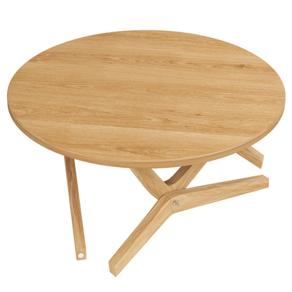 Round 2-in-1 Transformer Coffee Table with Adjustable Height, 16.5" for Coffee Table, 29.5" for Cocktail Table, Solid Wood, 34.5"