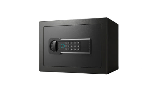 0.6 Cubic Feet Small Safe Box, Fingerprint & Digital Keypad Lock, Steel Security Cabinet for Valuables Storage, Black